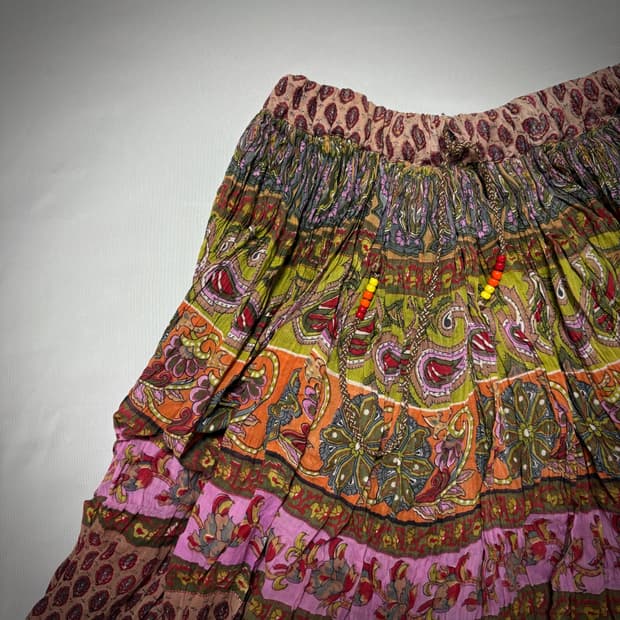 [90s Bohemian Multi-Pattern Skirt]