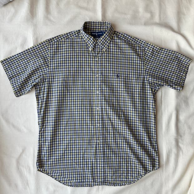 폴로 랄프로렌 블레이크 체크 반팔 셔츠 L 