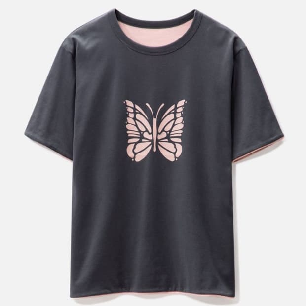 니들스 리버시블 반팔티 차콜 핑크 XL