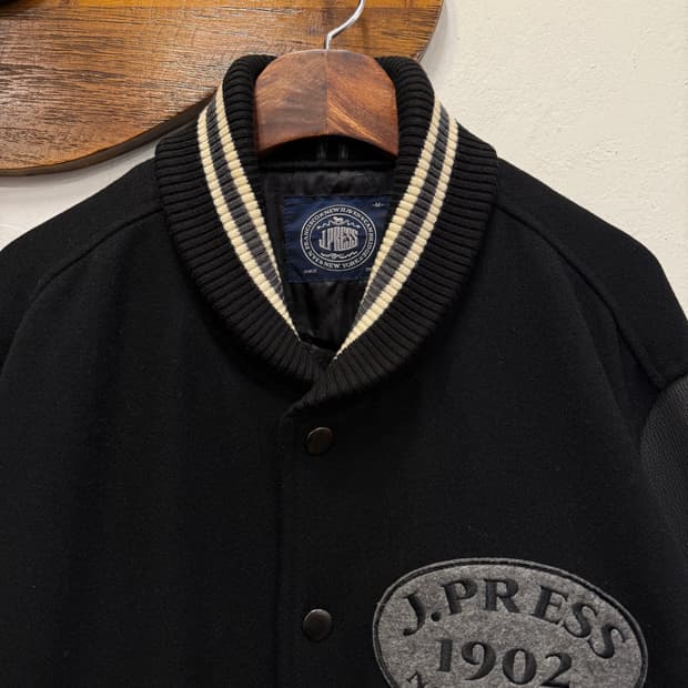 (M) J.PRESS 제이프레스 Leather Arm Varsity Ja