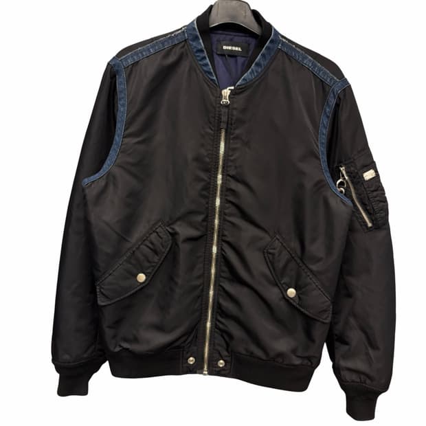 Diesel 디젤 데님 패치 블랙 MA-1 봄버 자켓 L