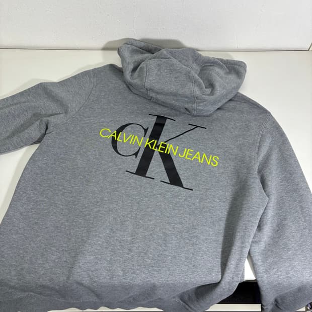 L CK 캘빈클라인 그레이 백로고 후드티