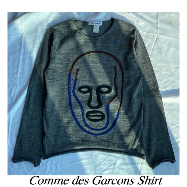 꼼데가르송 컬렉션 자카드 페이스 니트 티셔츠 셔츠 옴므 플러스 준야