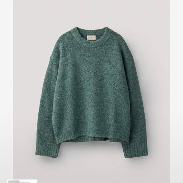 우마뭉 울 알파카 버튼 슬리브 니트 제이드 칼라 M 크롭니트