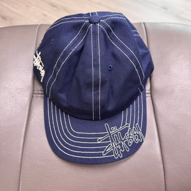 스투시 로우 스티치 볼캡 네이비