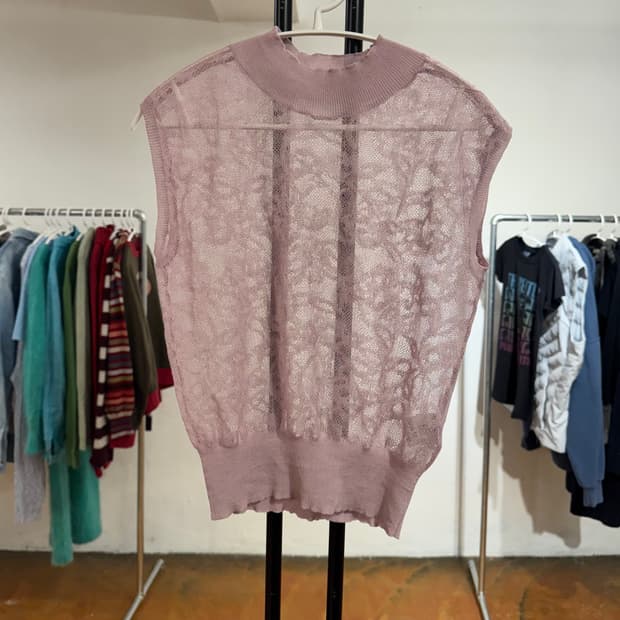 빈티지 플라워 자수 니트 조끼