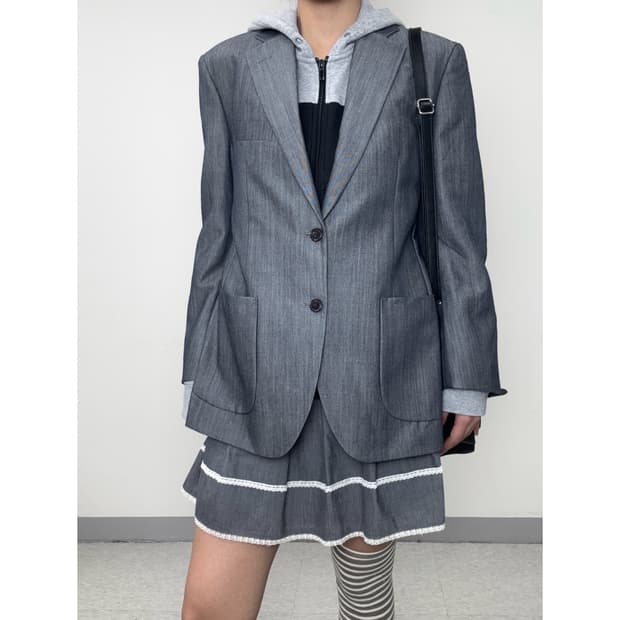 빈티지 그레이 울 블레이저 자켓