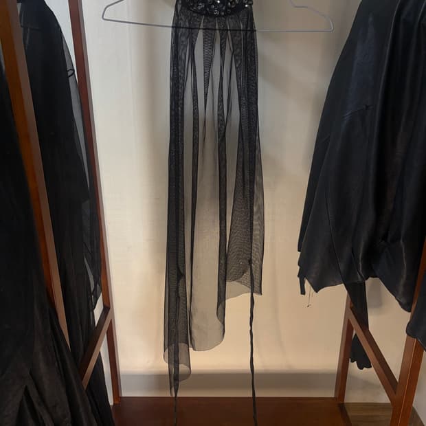 Black Sheer Neck-Wrap Top