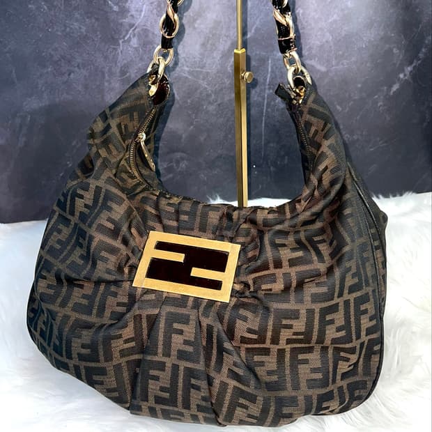 Fendi Zucca Mia Chain Hobo Bag Jacquard
