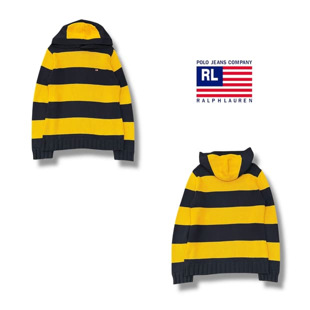  폴로진스 스트라이프 니트 후드티 y14215