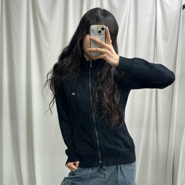Lacoste black knit zip-up