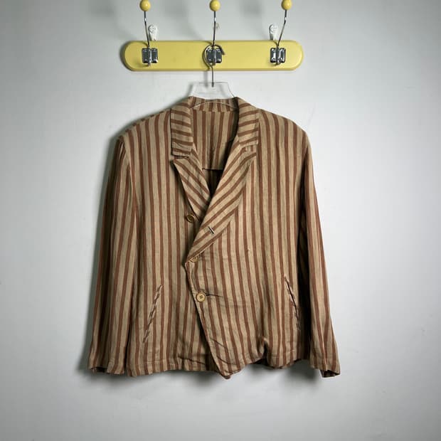 Y's 요지야마모토 린넨 스트라이프 워크 자켓