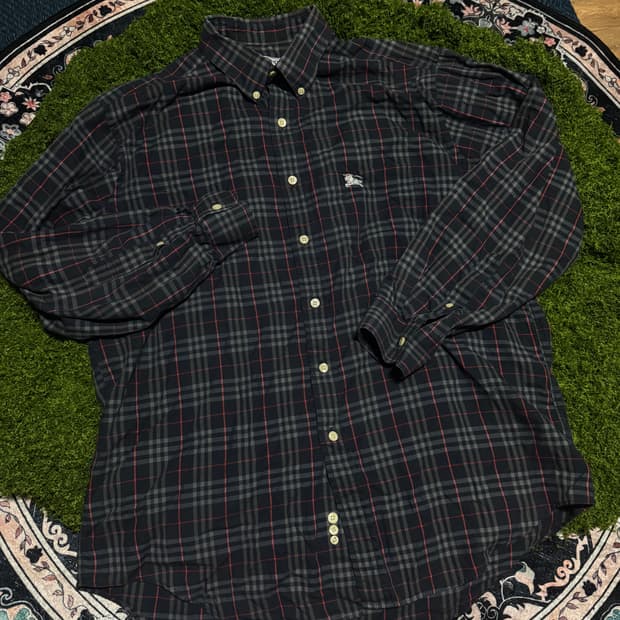 버버리 노바체크 셔츠 네이비 L