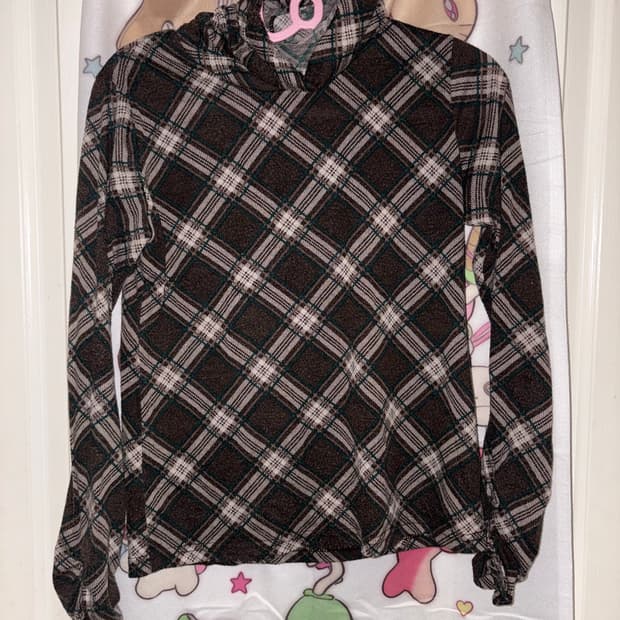 빈티지 체크 목폴라 이너 티셔츠