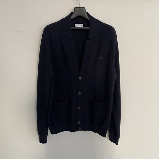 라코스테 네이비 와플 가디건