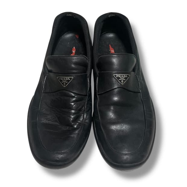 265~270) 프라다 스포츠 메탈로고 레더 로퍼 구두