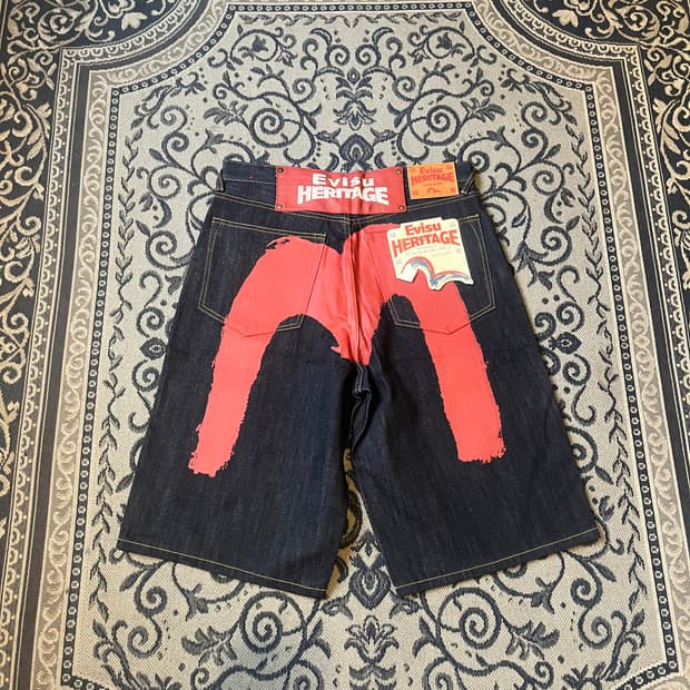 34 에비수 헤리티지 다이콕 빅 로고 데님 반바지/W2376