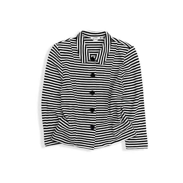 Chrome Stripe Big Button Shirt Jacket