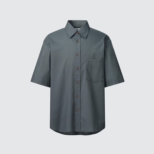 [L] 유니클로 U 오버사이즈 반팔셔츠 다크그레이