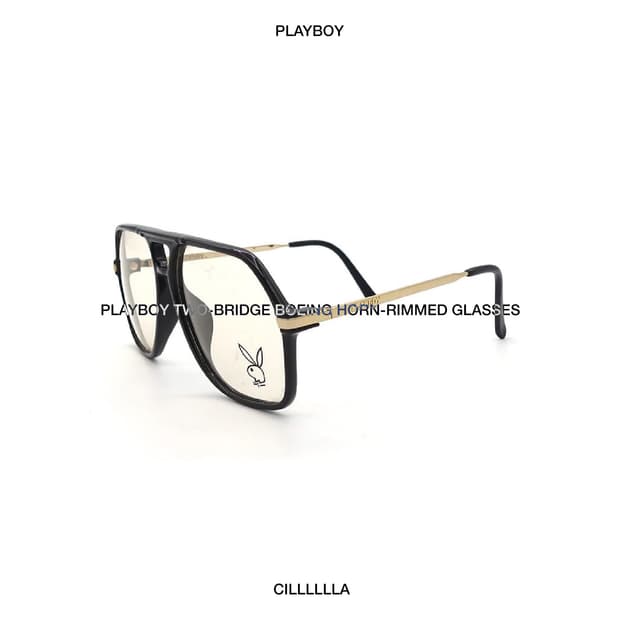 PLAYBOY 플레이보이 투브릿지 보잉 뿔테 메탈 템플 안경