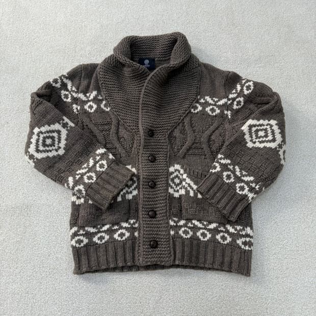 [XL] 니티드 노르딕 패턴 숄 가디건 0107T1