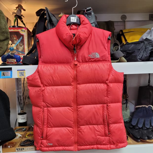 노스페이스 700 레드 패딩 조끼 (거위털)