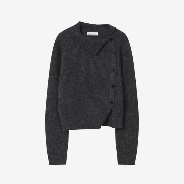 미세키서울 사이드 버튼 니트 차콜