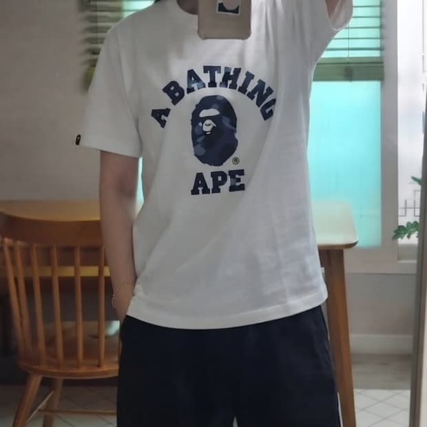 베이프 블루카모 반팔티 화이트 S