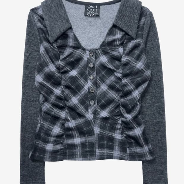 Setsetset 쎄쎄쎄 체크 셔링탑