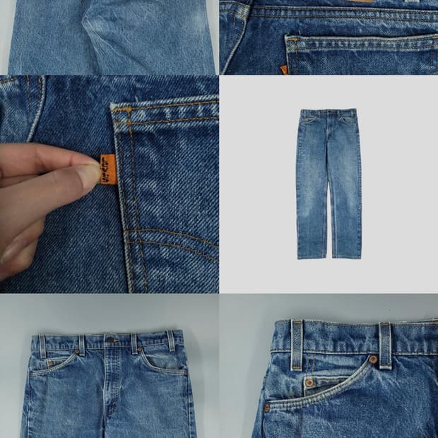 리바이스 505 중청워싱 오렌지텝 33