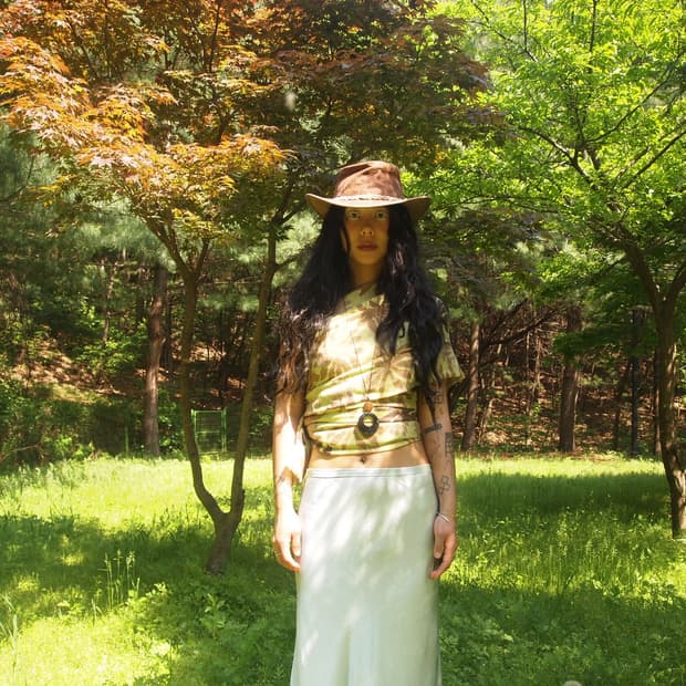 green flower scarf 플라워 스카프