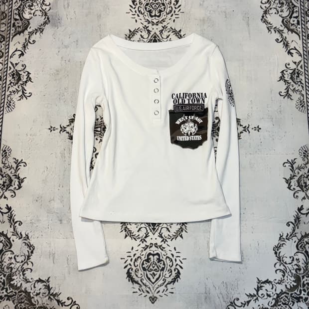 Y2K eyelet camo point long sleeve