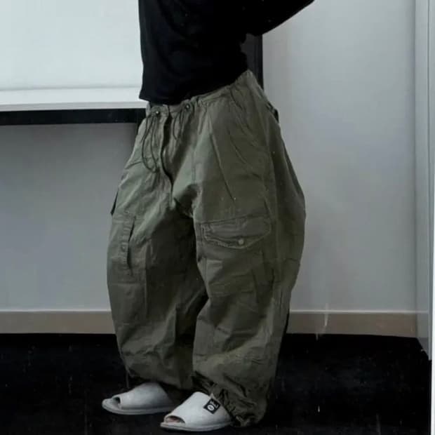 빈티지 와투케 와이드 카고팬츠 와걸 큐빈 오공이 파우닝