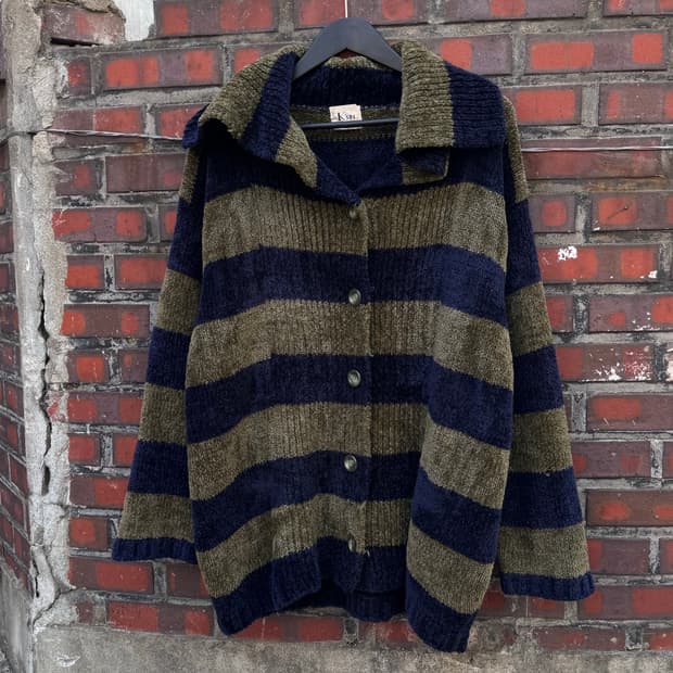 K'sin 스트라이프 버튼업 니트 가디건 