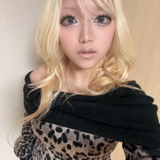 오네갸루 호피 레오파드 뮤트 쿠로갸루 오프숄더 니트 탑 원피스