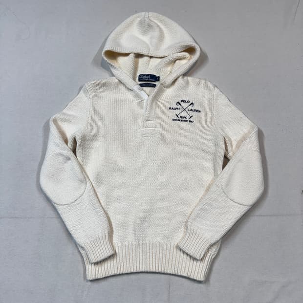 S) 폴로 랄프로렌 헤비코튼 후드 니트 아이보리