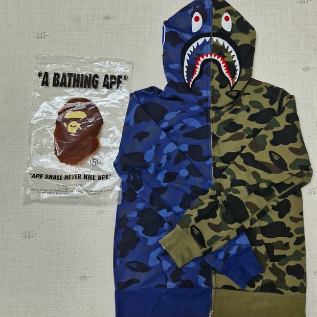 베이프 반반 카모 후드집업 L