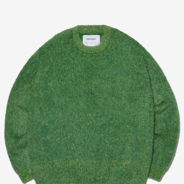 [XL] 노매뉴얼 CROPPED HAIRY KNIT 니트 그린 새상품 