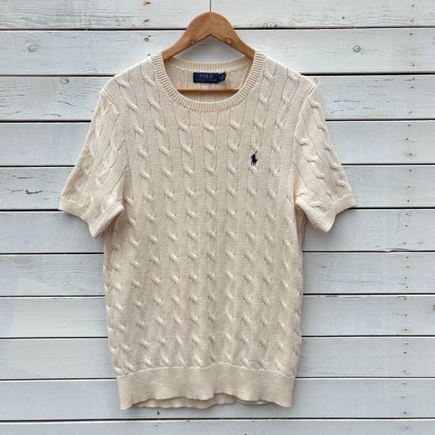 Polo 폴로 케이블 꽈배기 반팔 니트