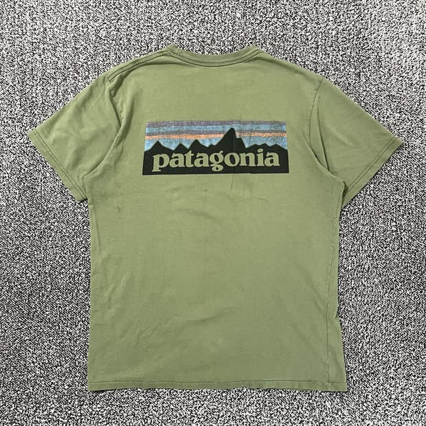 빈티지9. 파타고니아 P-6 로고 리스폰서빌리티 그린 반팔 티셔츠 반팔티