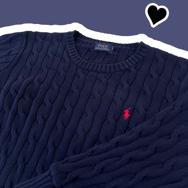 신형 폴로 랄프로렌 네이비 꽈배기 면니트