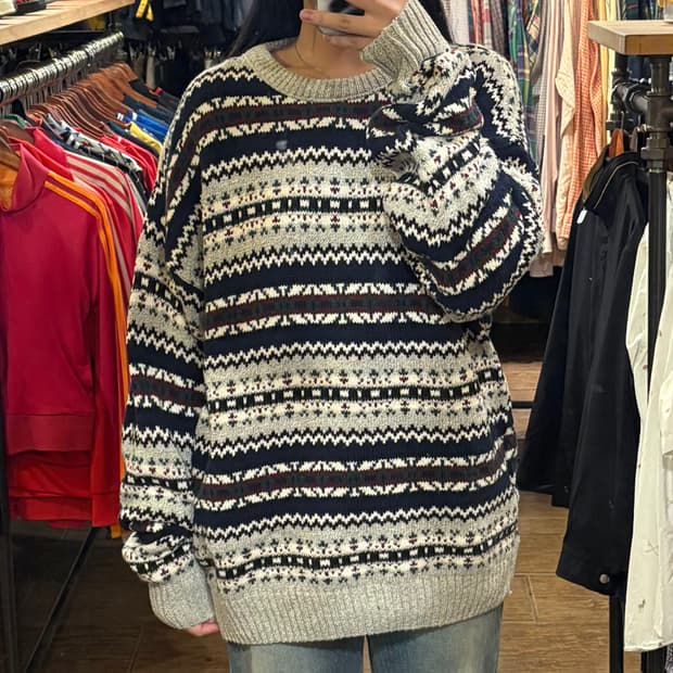 [HI] VTG 노르딕 패턴 울 니트 스웨터