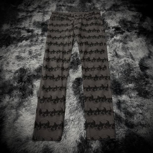 Hysteric Glamour 그레이 스컬 패턴 스키니진