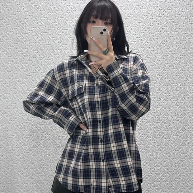 LEE 리 컨트리 빈티지 캐주얼 오버핏 타탄체크 셔츠 100 C11114