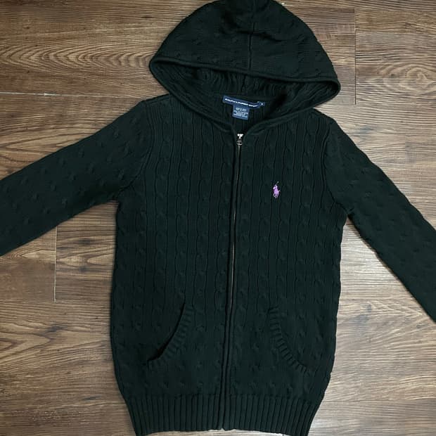 폴로 랄프로렌 블랙 케이블 니트 후드집업