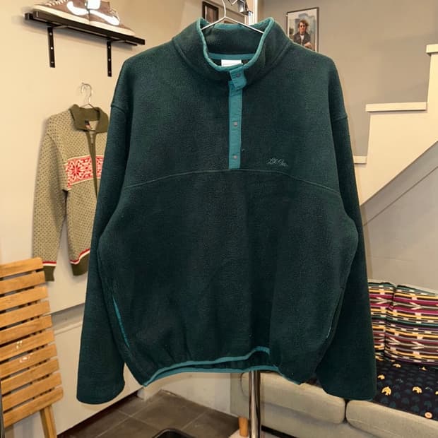 90's LL Bean 4-button green fleecewear