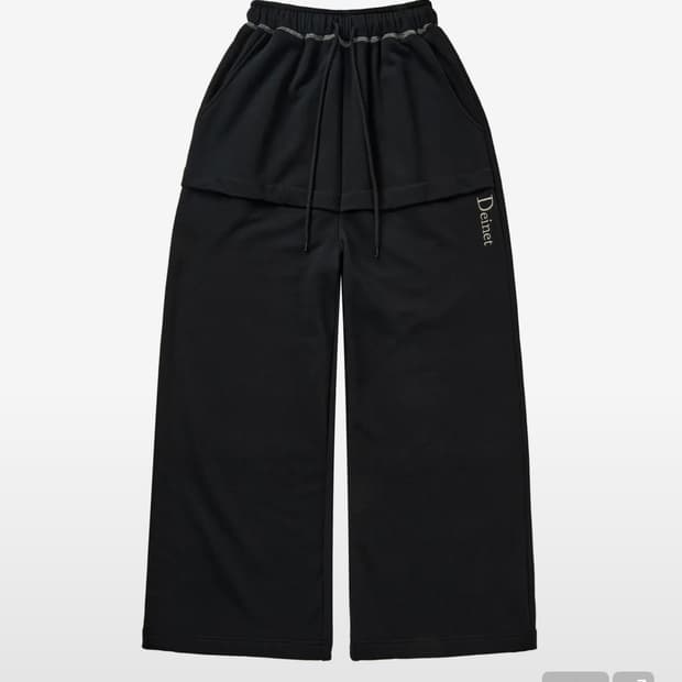 DEINET LAYERED SWEAT PANTS IN BLACK