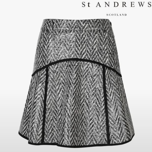 [세인트앤드류스] 여성 블랙 라인 포인트 큐롯 골프 롱 스커트