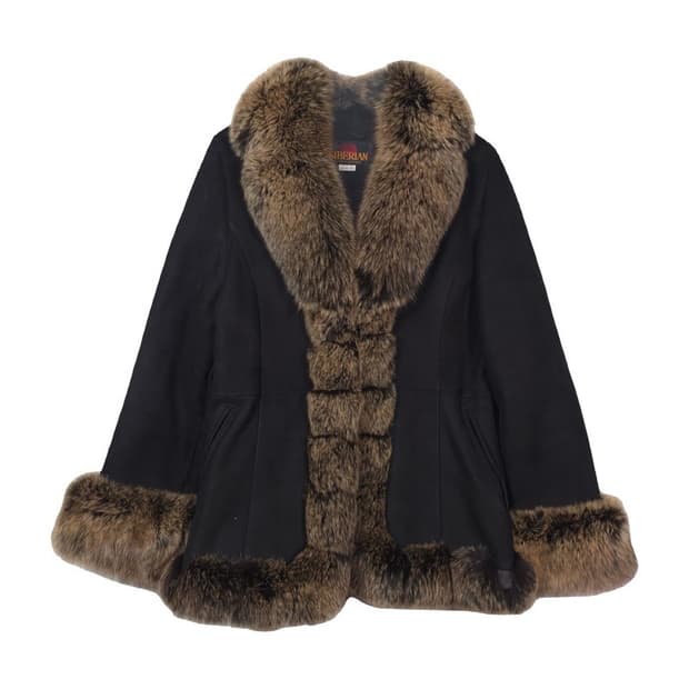 SIBERIAN 리얼 양가죽 폭스 퍼 트리밍 무스탕 자켓 L