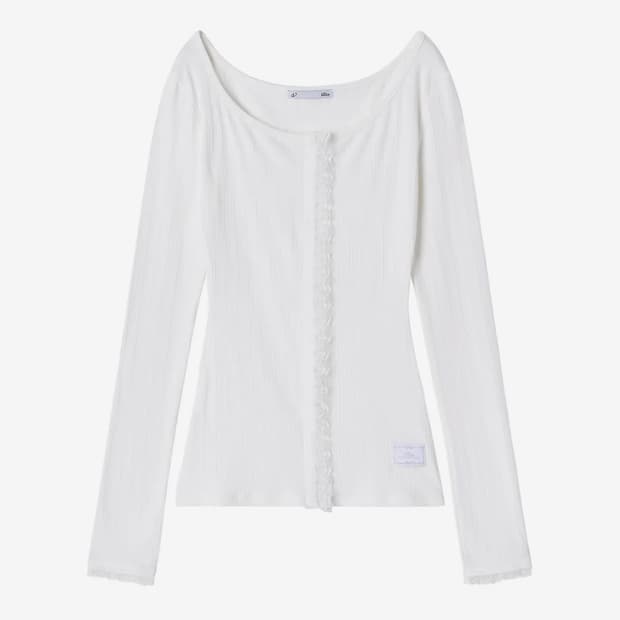 일리오 white my one lace trim cardigan 